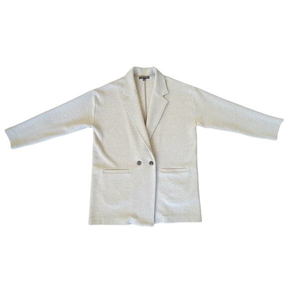 BANANA REPUBLIC Relaxed Fit Knit Double Breasted Grandpa Blazer Womens L Lounge - Picture 13 of 14